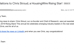 Internally announcing an industry honor via staff email